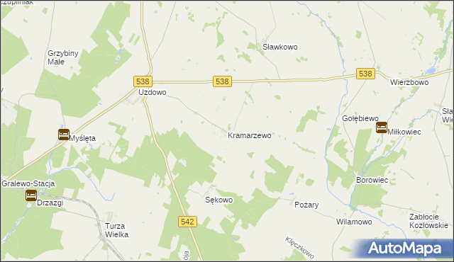 mapa Kramarzewo gmina Działdowo, Kramarzewo gmina Działdowo na mapie Targeo