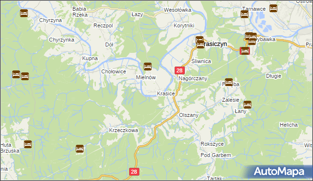 mapa Krasice gmina Krasiczyn, Krasice gmina Krasiczyn na mapie Targeo