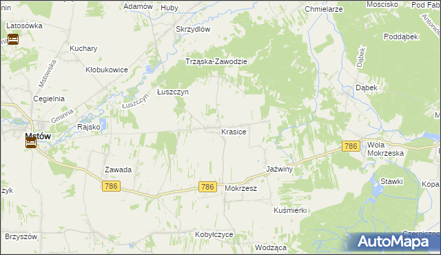 mapa Krasice gmina Mstów, Krasice gmina Mstów na mapie Targeo