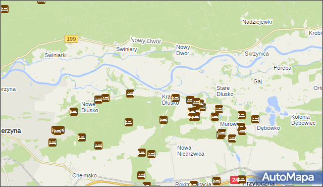 mapa Krasne Dłusko, Krasne Dłusko na mapie Targeo