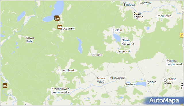 mapa Krasne gmina Przechlewo, Krasne gmina Przechlewo na mapie Targeo