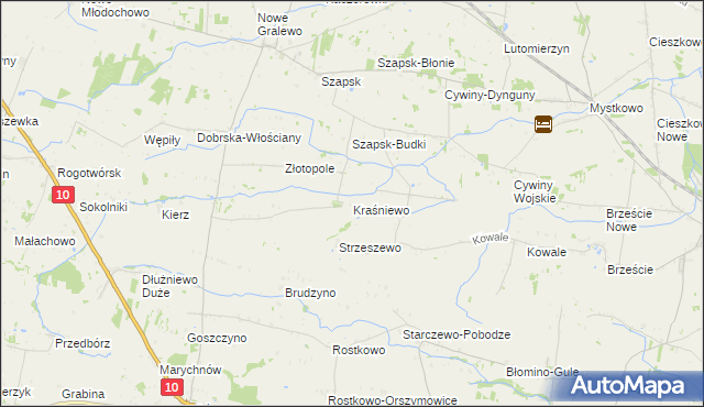 mapa Kraśniewo gmina Raciąż, Kraśniewo gmina Raciąż na mapie Targeo