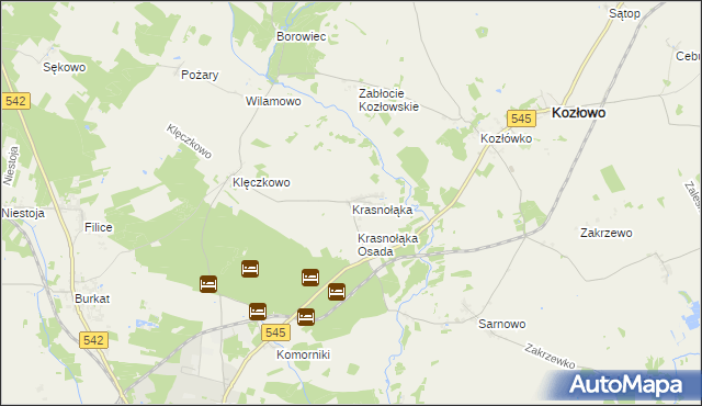 mapa Krasnołąka gmina Działdowo, Krasnołąka gmina Działdowo na mapie Targeo