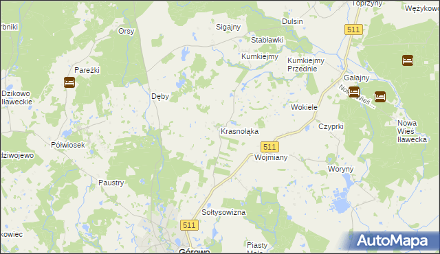mapa Krasnołąka gmina Górowo Iławeckie, Krasnołąka gmina Górowo Iławeckie na mapie Targeo