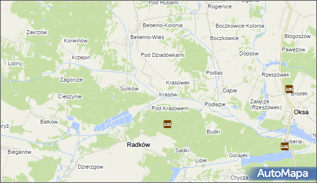 mapa Krasów gmina Radków, Krasów gmina Radków na mapie Targeo