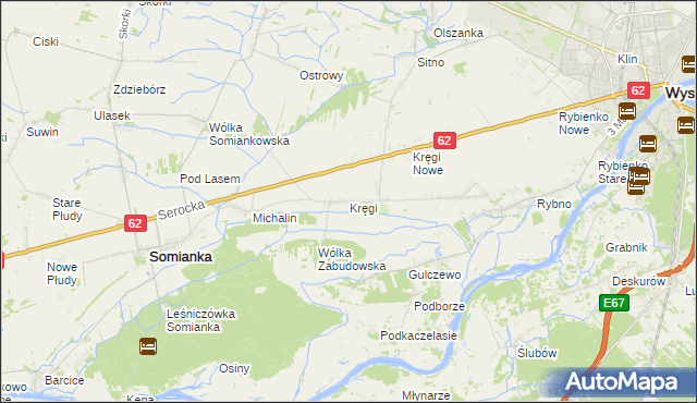 mapa Kręgi gmina Somianka, Kręgi gmina Somianka na mapie Targeo