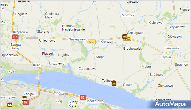mapa Krępa gmina Dobrzyń nad Wisłą, Krępa gmina Dobrzyń nad Wisłą na mapie Targeo