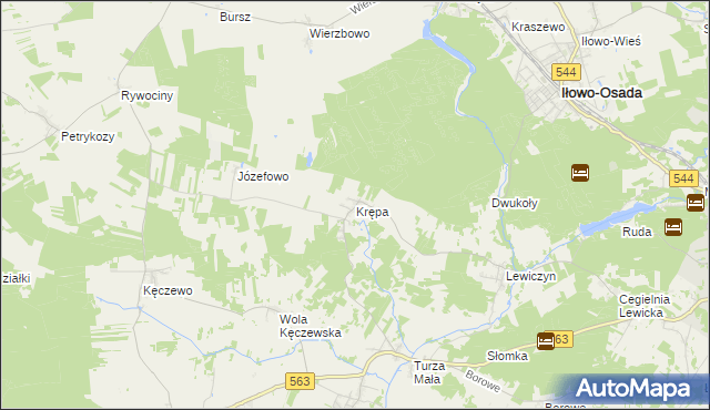 mapa Krępa gmina Lipowiec Kościelny, Krępa gmina Lipowiec Kościelny na mapie Targeo