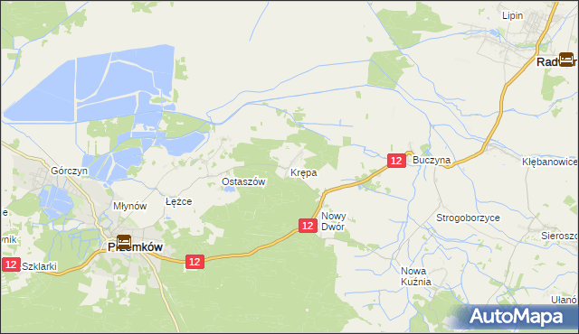 mapa Krępa gmina Przemków, Krępa gmina Przemków na mapie Targeo