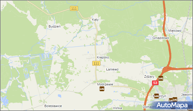 mapa Krępsko gmina Goleniów, Krępsko gmina Goleniów na mapie Targeo