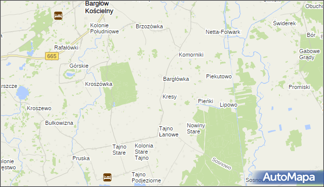 mapa Kresy gmina Bargłów Kościelny, Kresy gmina Bargłów Kościelny na mapie Targeo