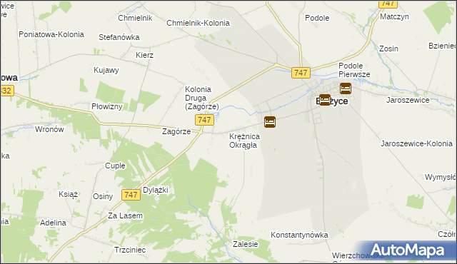 mapa Krężnica Okrągła, Krężnica Okrągła na mapie Targeo