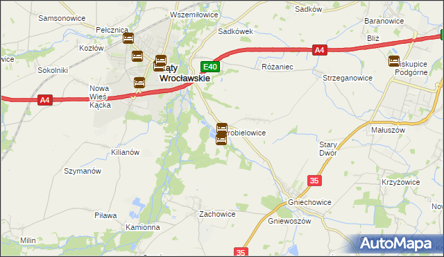 mapa Krobielowice, Krobielowice na mapie Targeo