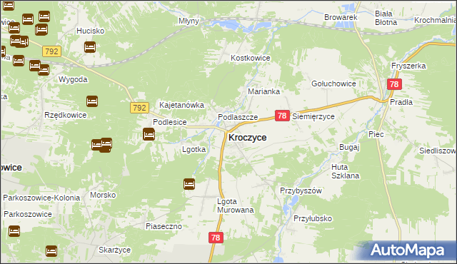 mapa Kroczyce, Kroczyce na mapie Targeo