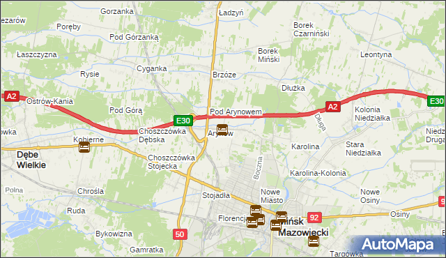 mapa Królewiec gmina Mińsk Mazowiecki, Królewiec gmina Mińsk Mazowiecki na mapie Targeo