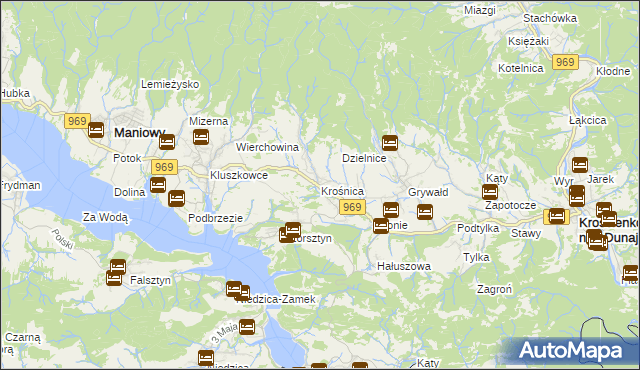 mapa Krośnica gmina Krościenko nad Dunajcem, Krośnica gmina Krościenko nad Dunajcem na mapie Targeo