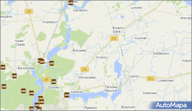 mapa Krosno gmina Wągrowiec, Krosno gmina Wągrowiec na mapie Targeo