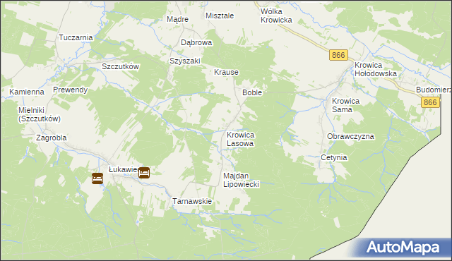 mapa Krowica Lasowa, Krowica Lasowa na mapie Targeo