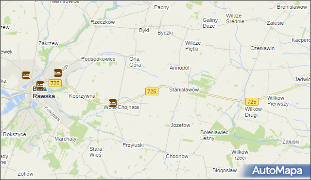 mapa Krukówka gmina Biała Rawska, Krukówka gmina Biała Rawska na mapie Targeo
