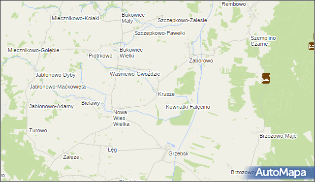 mapa Krusze gmina Janowiec Kościelny, Krusze gmina Janowiec Kościelny na mapie Targeo