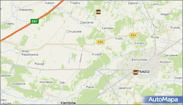 mapa Krusze gmina Klembów, Krusze gmina Klembów na mapie Targeo