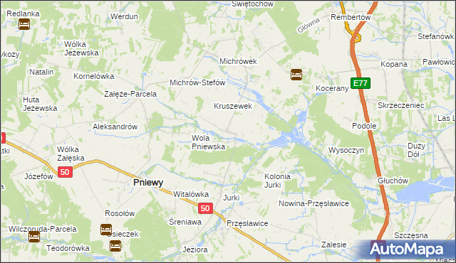 mapa Kruszew gmina Pniewy, Kruszew gmina Pniewy na mapie Targeo