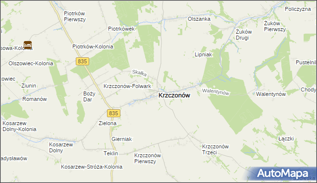 mapa Krzczonów powiat lubelski, Krzczonów powiat lubelski na mapie Targeo