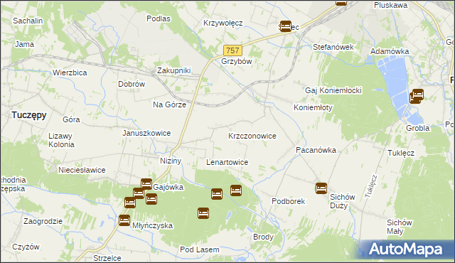 mapa Krzczonowice gmina Staszów, Krzczonowice gmina Staszów na mapie Targeo