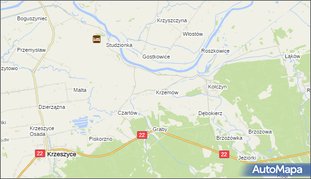 mapa Krzemów, Krzemów na mapie Targeo