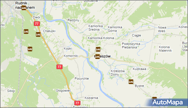 mapa Krzeszów powiat niżański, Krzeszów powiat niżański na mapie Targeo