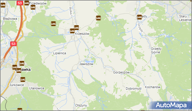 mapa Krzeszówek, Krzeszówek na mapie Targeo