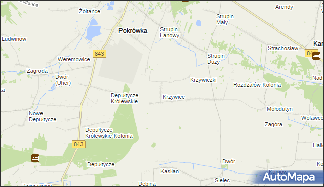 mapa Krzywice gmina Chełm, Krzywice gmina Chełm na mapie Targeo