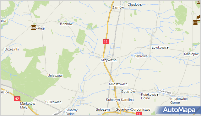 mapa Krzywizna, Krzywizna na mapie Targeo