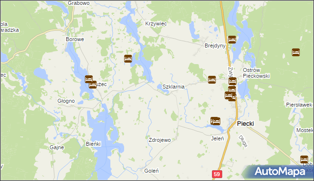 mapa Krzywy Róg gmina Piecki, Krzywy Róg gmina Piecki na mapie Targeo