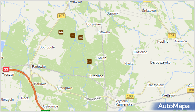 mapa Książ gmina Golczewo, Książ gmina Golczewo na mapie Targeo