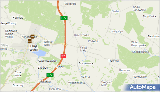 mapa Książ Mały, Książ Mały na mapie Targeo