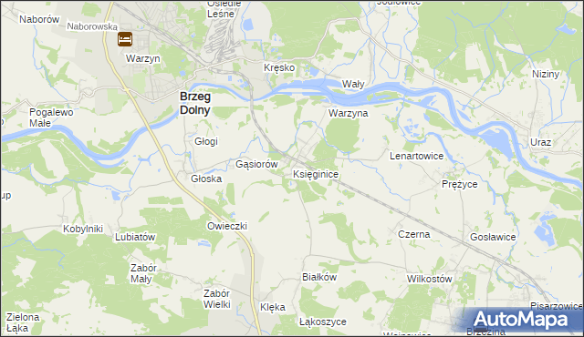 mapa Księginice gmina Miękinia, Księginice gmina Miękinia na mapie Targeo