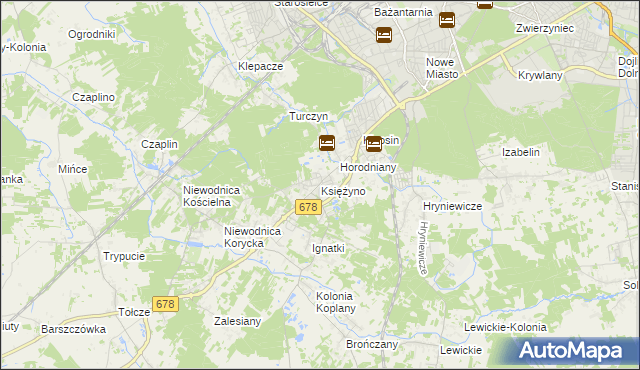 mapa Księżyno, Księżyno na mapie Targeo