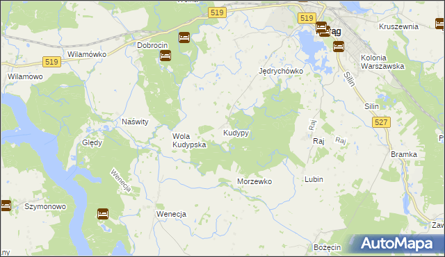 mapa Kudypy gmina Morąg, Kudypy gmina Morąg na mapie Targeo