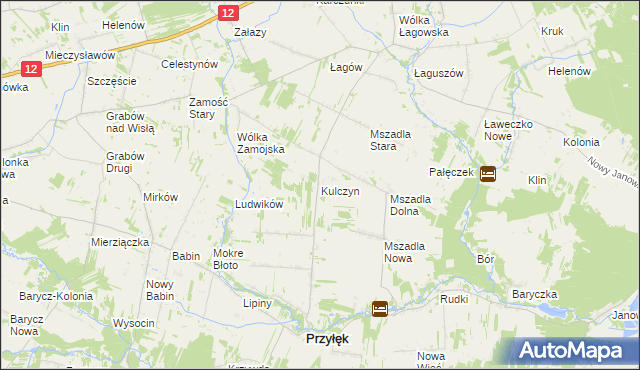 mapa Kulczyn gmina Przyłęk, Kulczyn gmina Przyłęk na mapie Targeo