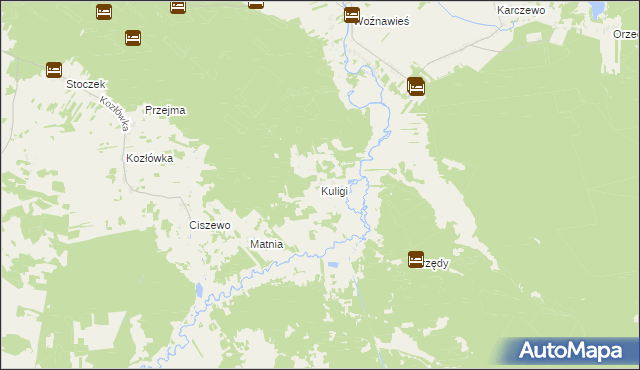 mapa Kuligi gmina Rajgród, Kuligi gmina Rajgród na mapie Targeo