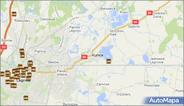 mapa Kunice powiat legnicki, Kunice powiat legnicki na mapie Targeo