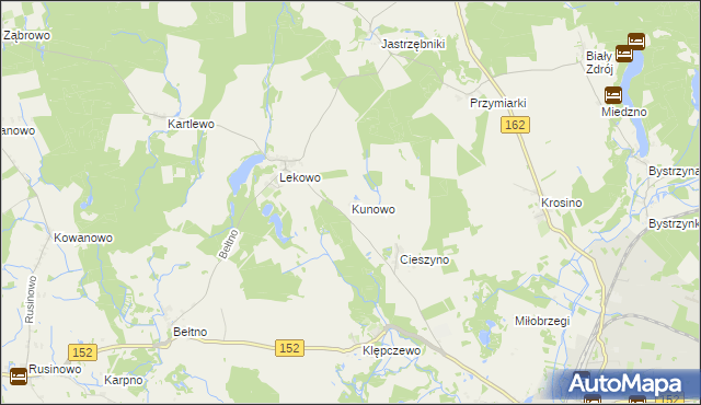 mapa Kunowo gmina Świdwin, Kunowo gmina Świdwin na mapie Targeo