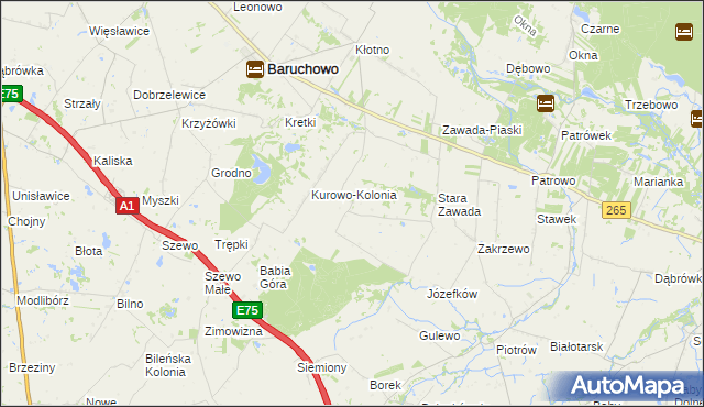 mapa Kurowo-Parcele, Kurowo-Parcele na mapie Targeo