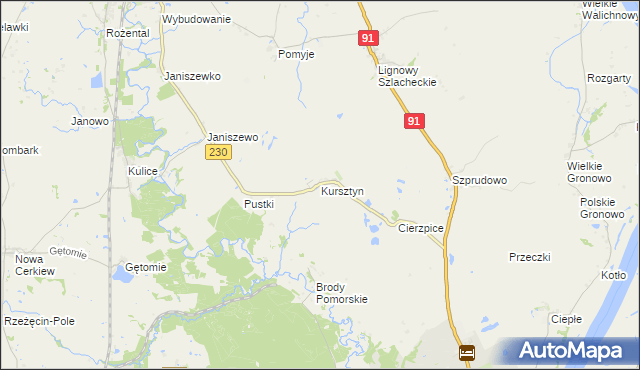 mapa Kursztyn, Kursztyn na mapie Targeo