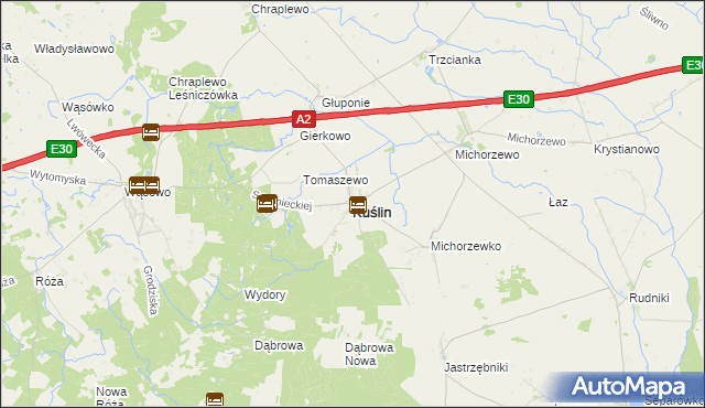 mapa Kuślin, Kuślin na mapie Targeo