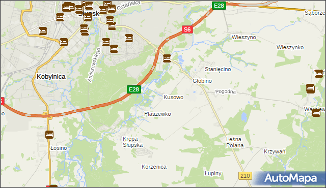 mapa Kusowo gmina Słupsk, Kusowo gmina Słupsk na mapie Targeo