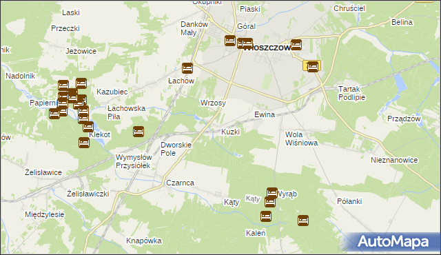 mapa Kuzki gmina Włoszczowa, Kuzki gmina Włoszczowa na mapie Targeo