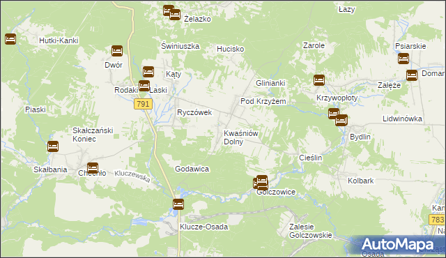 mapa Kwaśniów Dolny, Kwaśniów Dolny na mapie Targeo