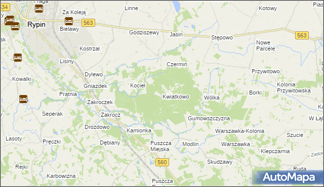 mapa Kwiatkowo gmina Rypin, Kwiatkowo gmina Rypin na mapie Targeo